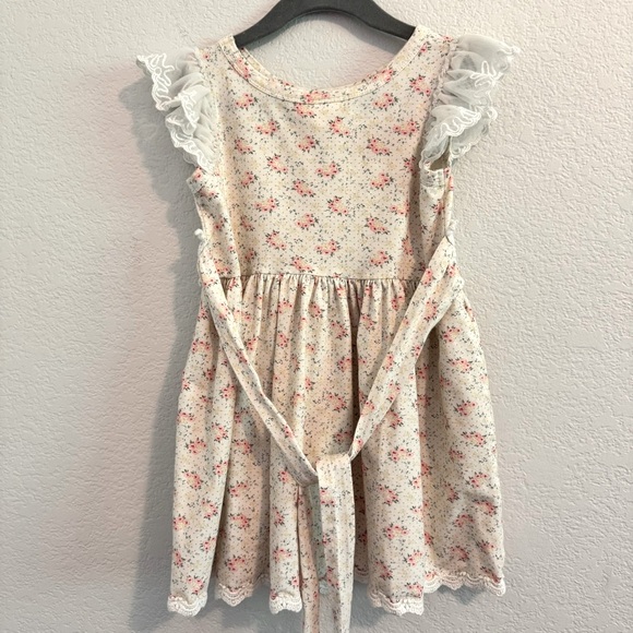 Haute Baby Pink & Cream with Lace Details Sundress with Flutter Sleeves. Size 6Y - Picture 14 of 14